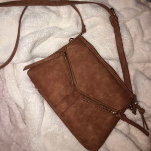 FREE PEOPLE brown and gold satchel